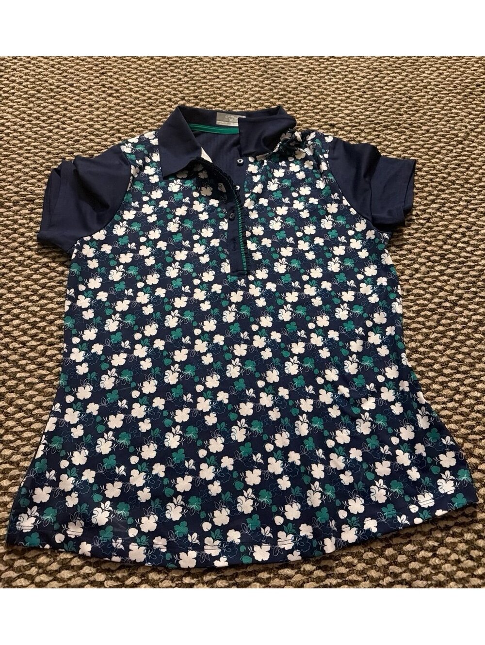 Callaway Women's Floral Print Short Sleeve Polo Shirt Medium